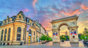 The Guillaume Gate at sunset in Dijon, France