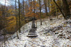 Hemlock Cliffs After a Light Snow in Autumn, Indiana