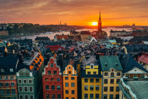 Stortorget place in Gamla stan, Stockholm in a beautiful sunset